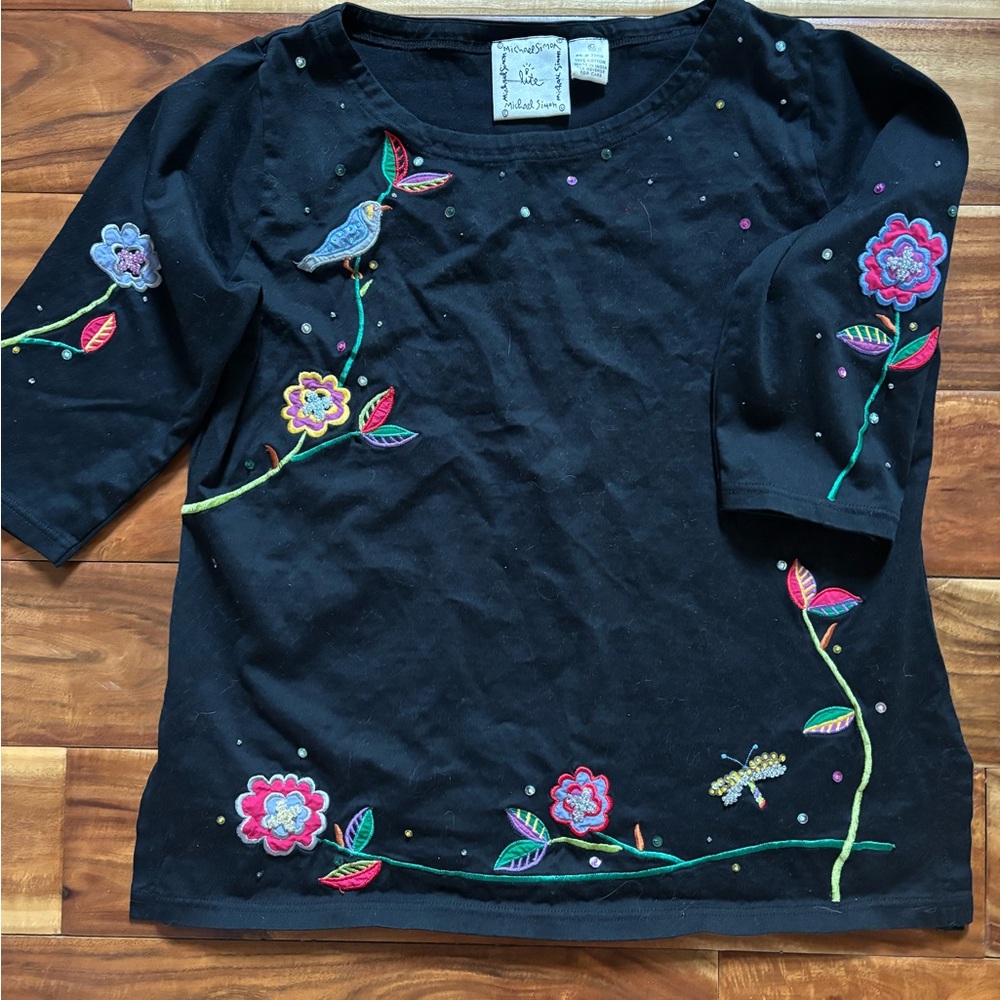 Michael Simon Shirt with Colorful Embroidery